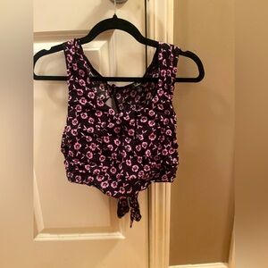 Floral Black and Pink Women's Top
